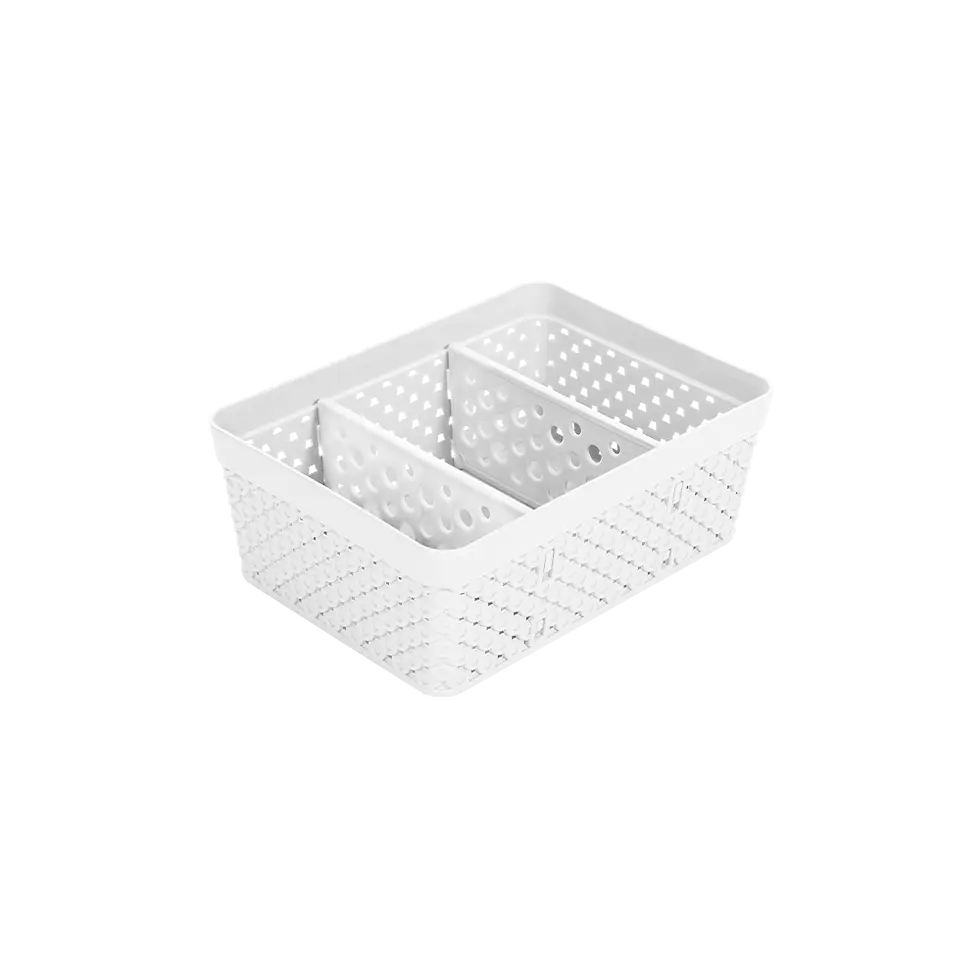 Cesta Organizadora Branca Pequena - 2 divisórias