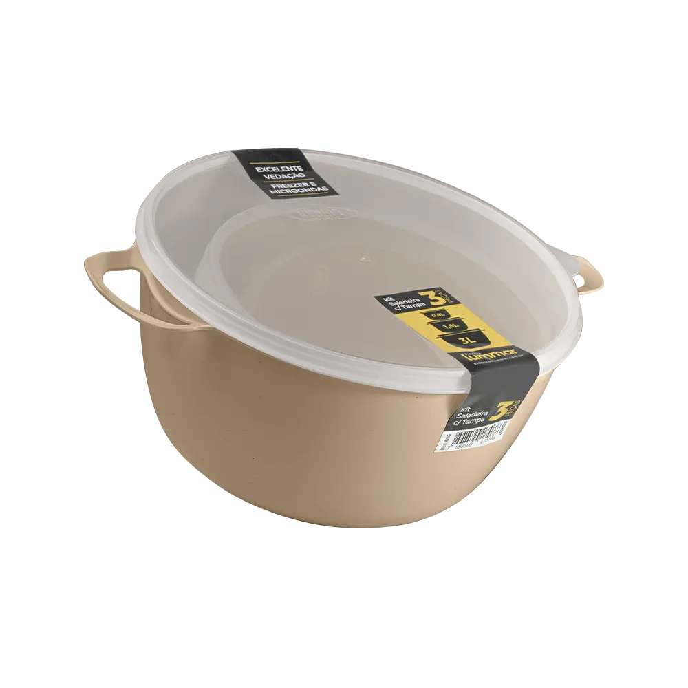 Kit com 3 Saladeiras com Tampa Quality Color
