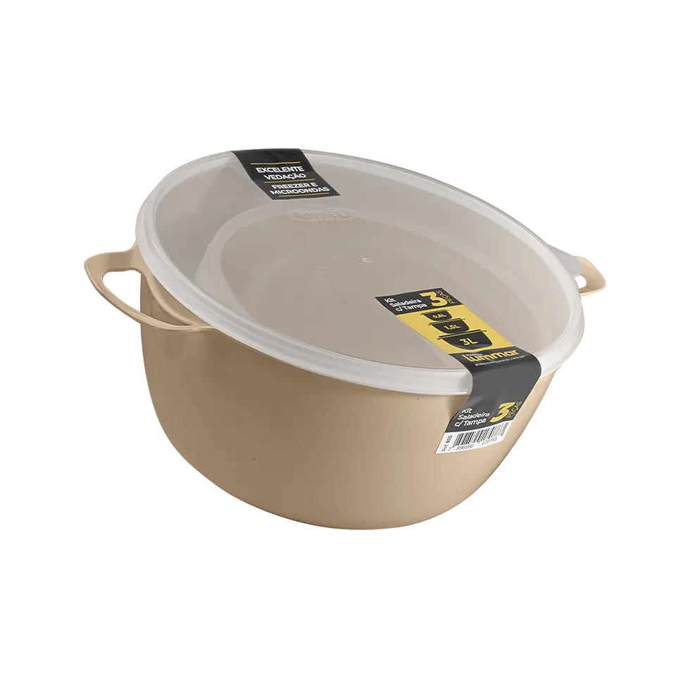 Kit com 3 Saladeiras com Tampa Quality Color