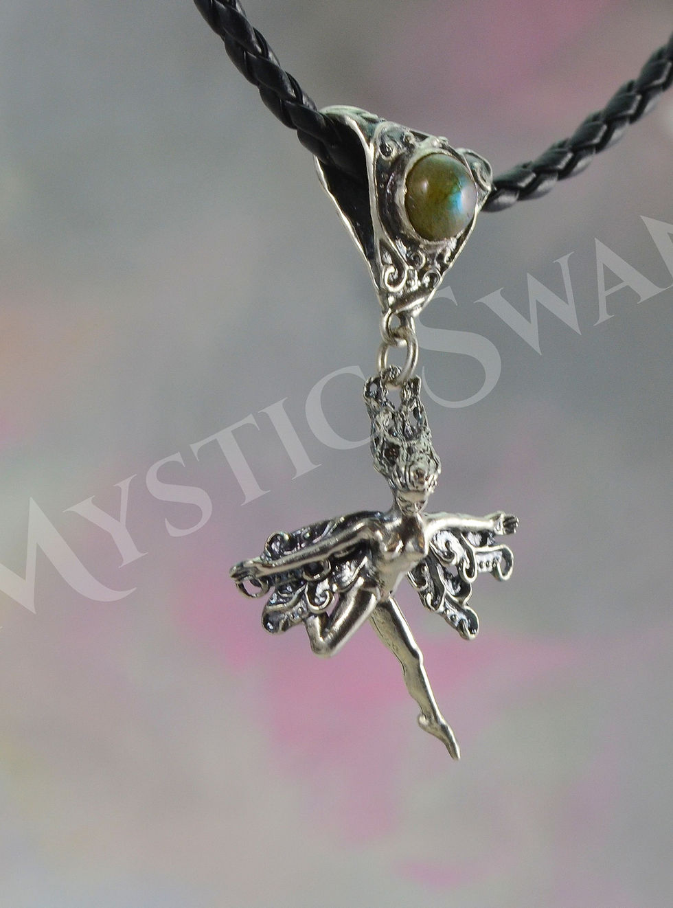 Thumbnail: Spirit Frolicking Faerie Pendant in Sterling Silver