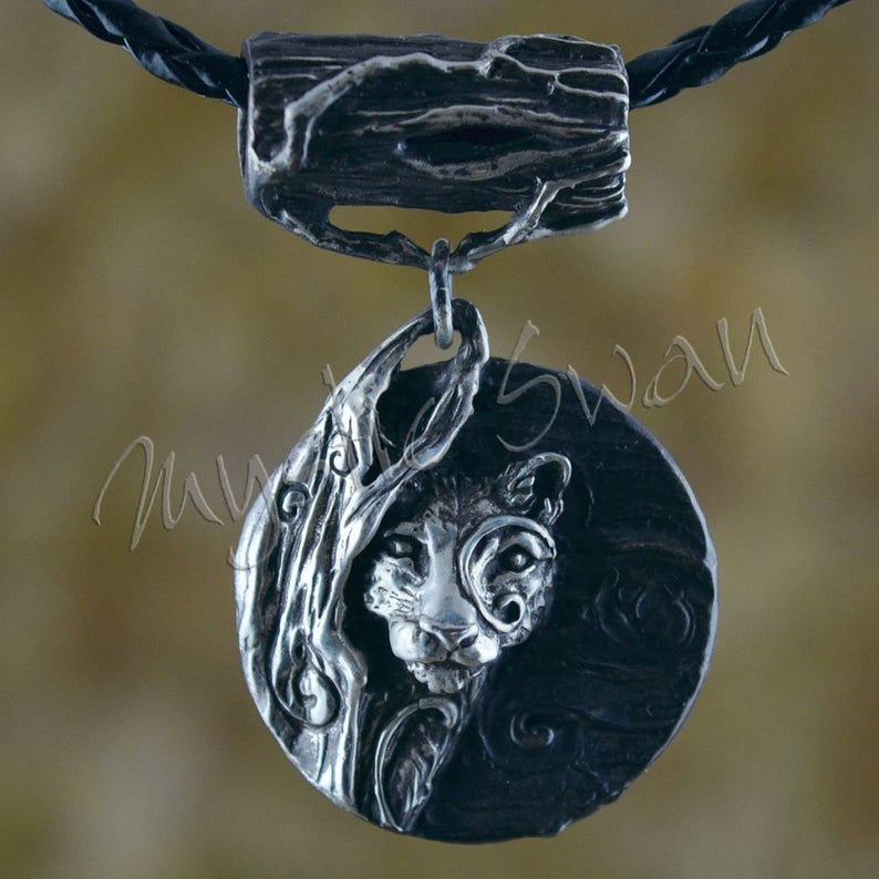 Thumbnail: Spirit Cougar/Mountain Lion Necklace/Pendant in Sterling Silver
