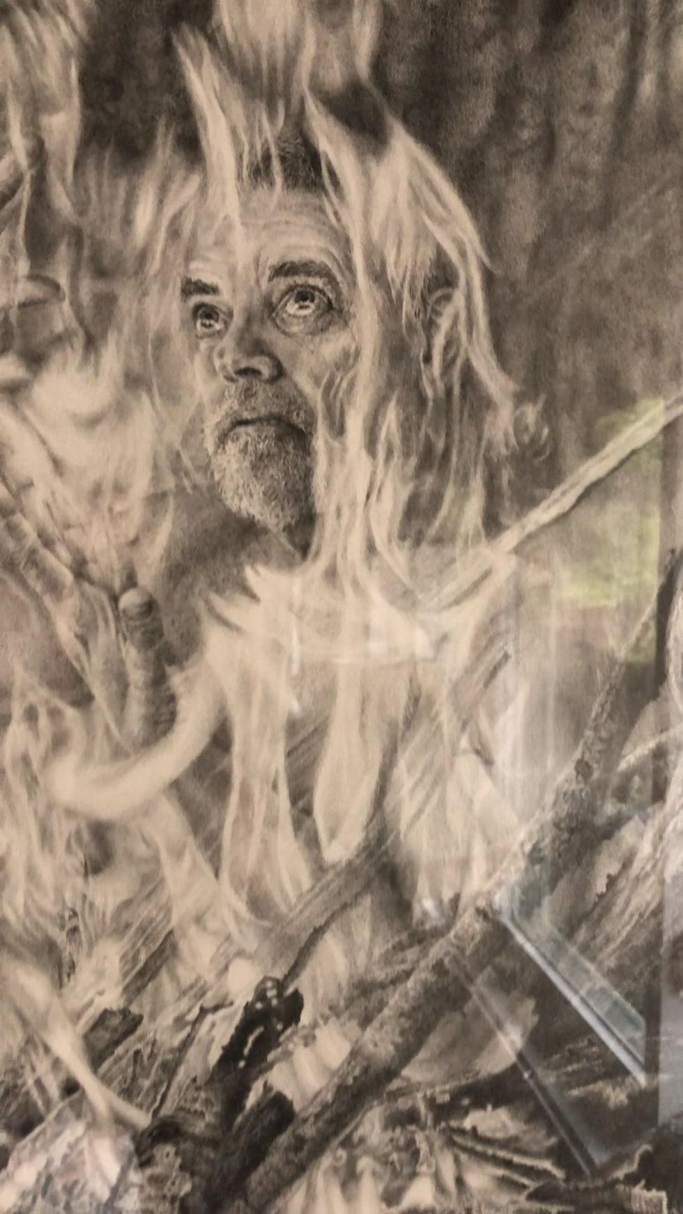 Thumbnail: Fire Elemental: Passion's Resolve,  giclee mystical print and graphite drawing