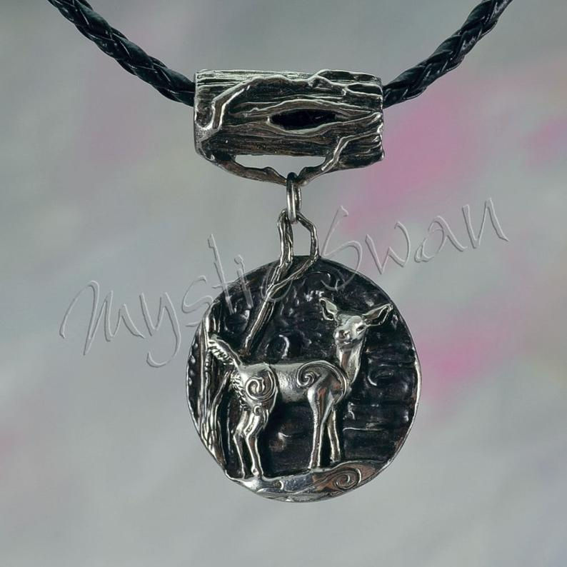 Thumbnail: Spirit Deer Necklace/Pendant in Sterling Silver