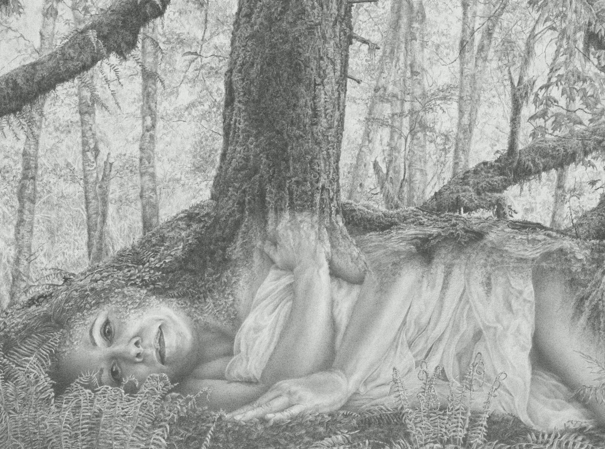 Earth Elemental: Divine Fodder,  giclee mystical print and graphite drawing