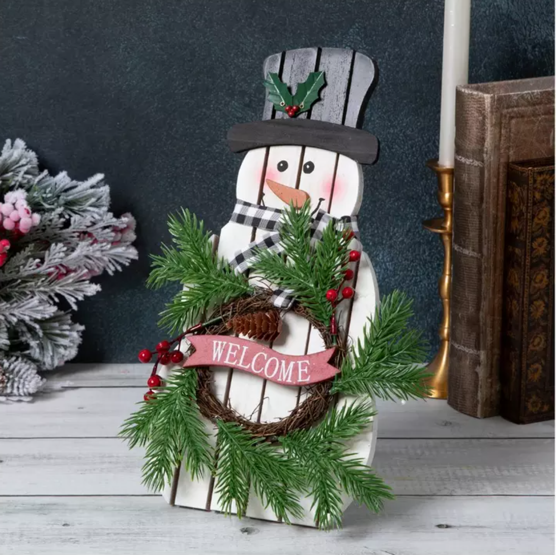 Welcome Snowman Wreath