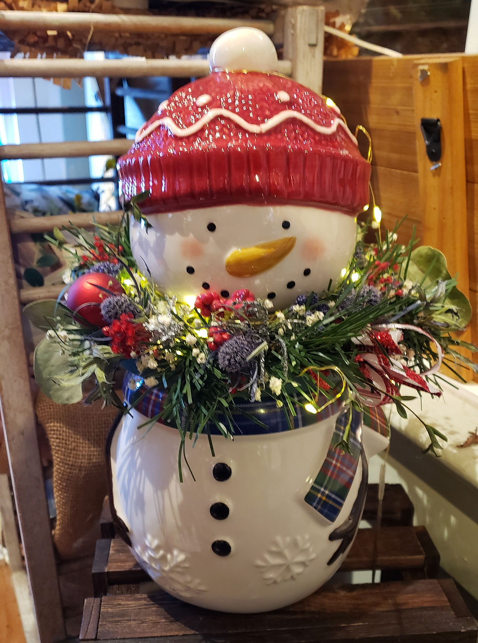 Lite-Up Snowman Cookie Jar Bouquet