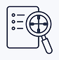 Checklist with magnifying glass icon representing audit, analysis, or detailed review