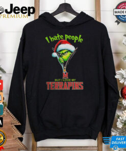 Grinch Santa Hat I Hate People But I Love My Maryland Terrapins Christmas Logo Shirt