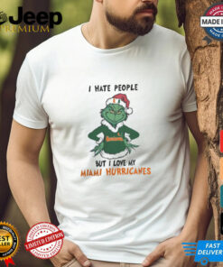I Hate People But I Love My Miami Hurricanes Grinch Merry Christmas Shirt