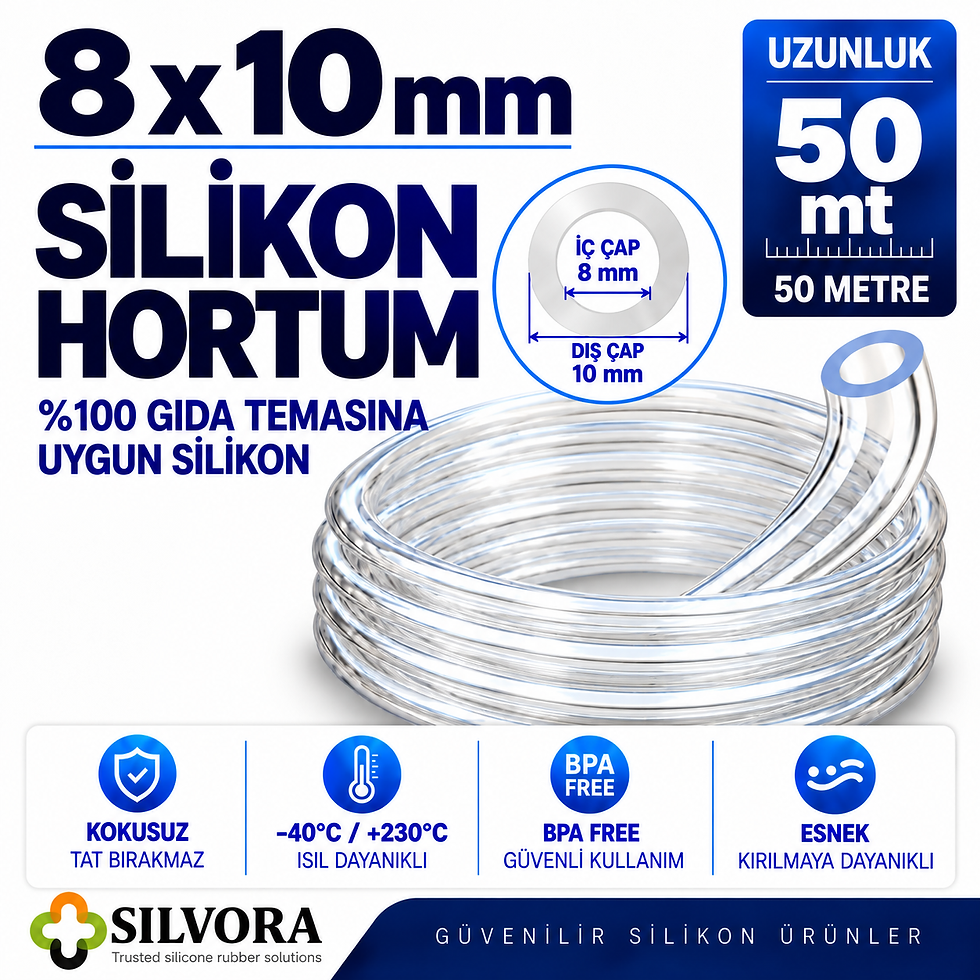 Küçük resim: 8x10 mm-50 mt / Şeffaf Silikon Hortum