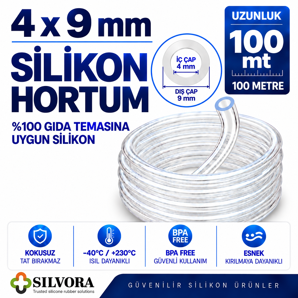 Küçük resim: 4x9 mm-100 mt / Şeffaf Silikon Hortum