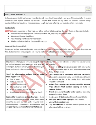 Slips, Trips & Falls Safe Work Practice | Quick Safety
