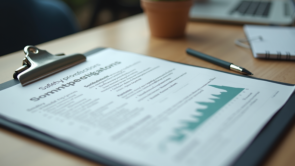 Close-up view of a clipboard with safety protocols on a table