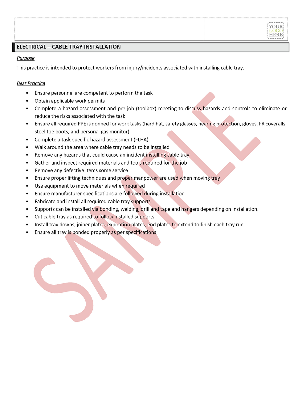 Electrical - Cable Tray Installation Safe Work Practice | Quick Safety