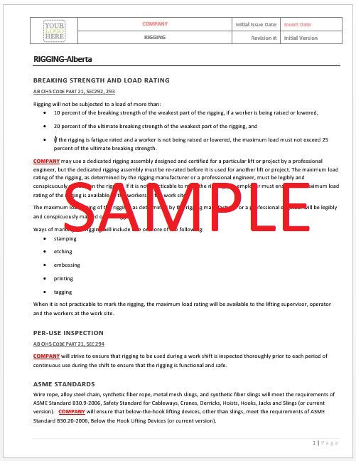 Rigging - Alberta RAVS