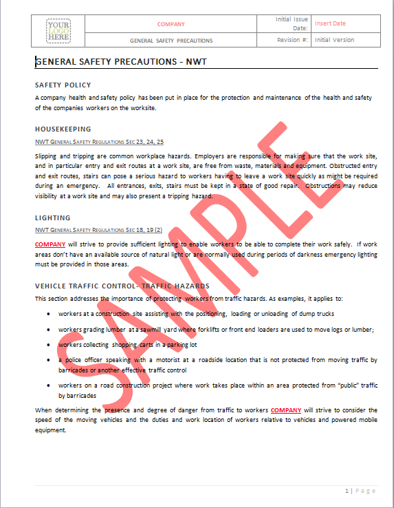 General Safety Precautions - NWT RAVS