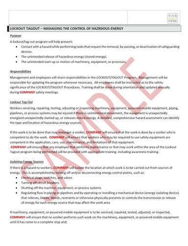Lockout Tagout Safe Work Practice | Quick Safety