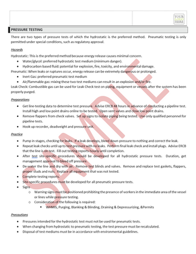 Pressure Testing Safe Work Practice | Quick Safety