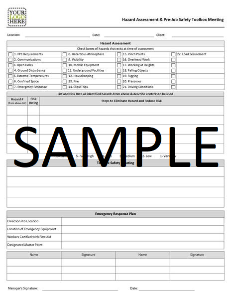 NCR - Hazard Assessment & Tailgate Meeting Form Booklet