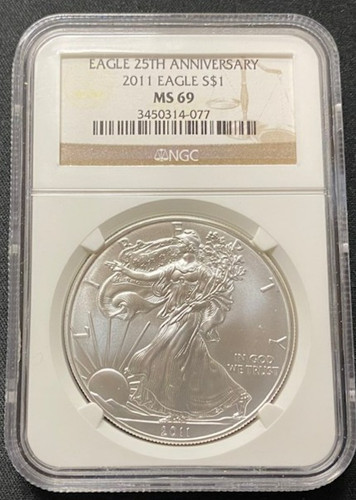 2011 American Silver Eagle Dollar $1 NGC MS69 - 25th Anniversary
