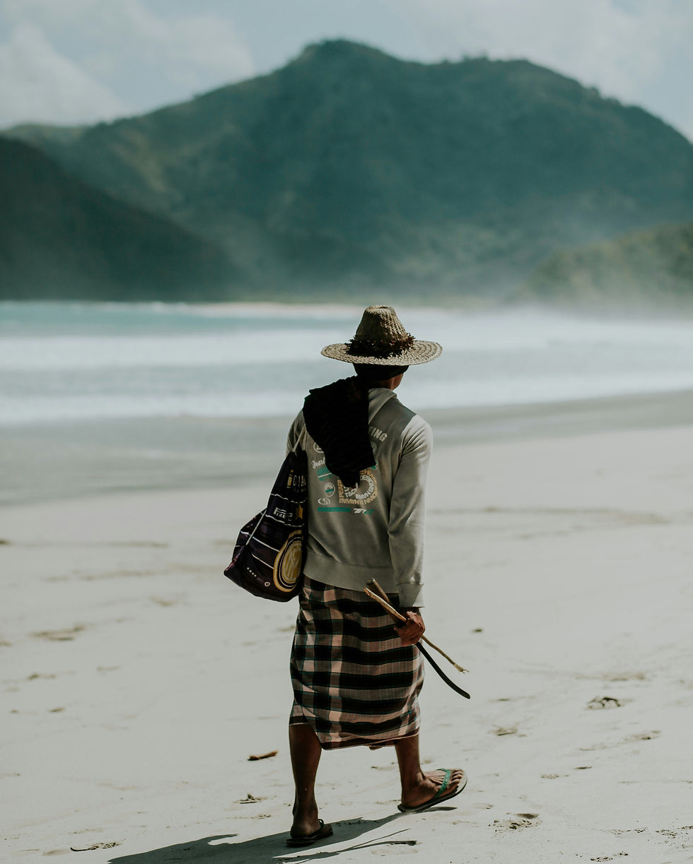 Locals gathering sea worms during the Bau Nyale Festival in South Lombok