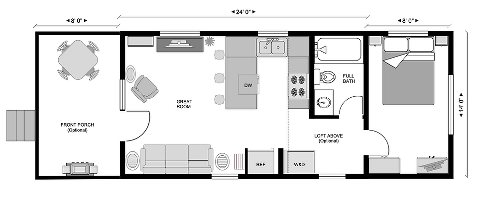 1 bed 1 bath cottage plans 504 feet
