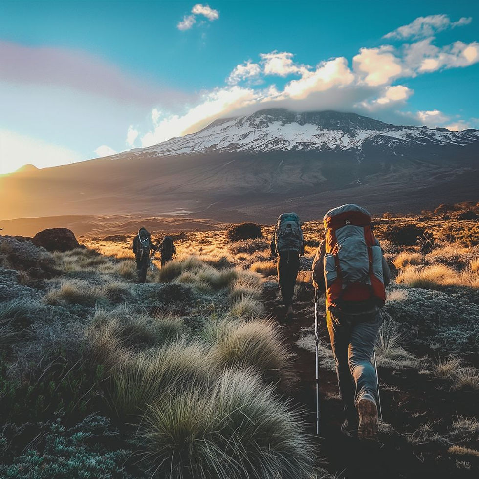 Les aventuriers en marche pour le Kilimandjaro