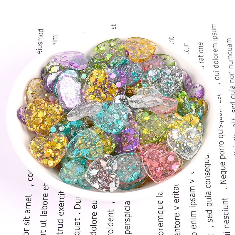 Glitter Heart Resin Charm