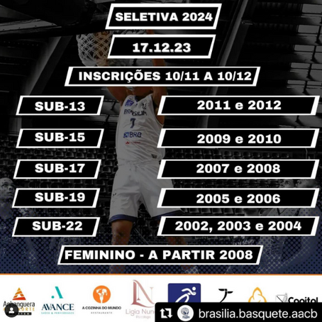 EQUIPE BRASÍLIA BASQUETE ABRE INSCRIÇÕES PARA PENEIRA DE BASQUETE 