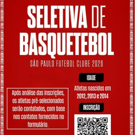 A EQUIPE SÃO PAULO FC ABRE INSCRIÇÕES PARA SELETIVA DE BASQUETE [2026]