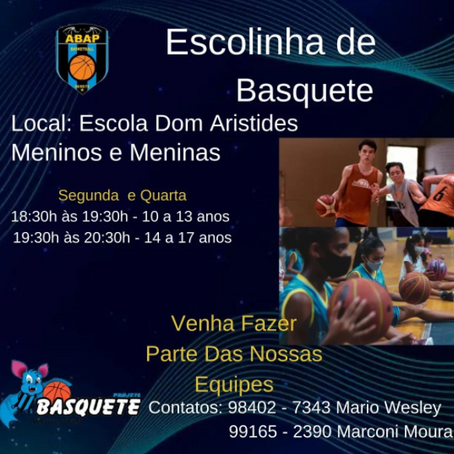 VAGAS ABERTAS NA ESCOLINHA DE BASQUETE ABAP