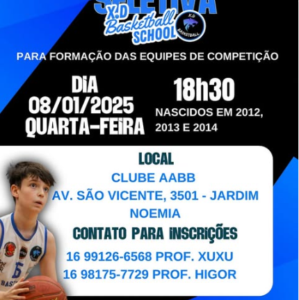 EQUIPE XD BASKETBALL ANUNCIA PENEIRA DE BASQUETE (2025)