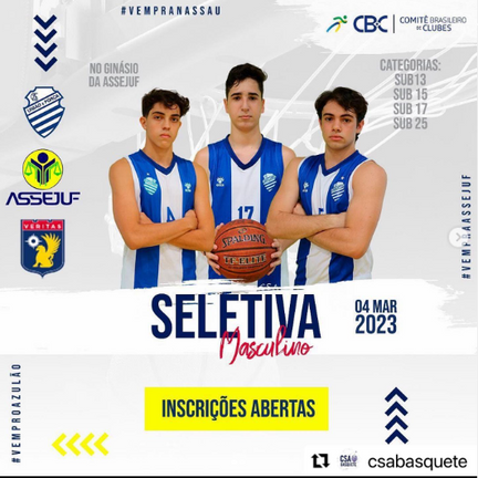 CSA BASQUETE REALIZARÁ SELETIVA PARA NOVOS ATLETAS 2023