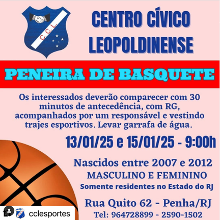 PENEIRA DE BASQUETE NO CENTRO CÍVICO LEOPOLDINENSE (2025)