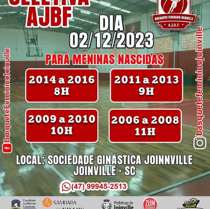 BASQUETE FEMININO DE JOINVILLE REALIZARÁ SELETIVA DE BASQUETE 2023