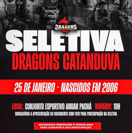 PENEIRA DE BASQUETE NA EQUIPE DRAGONS CATANDUVA (2025)