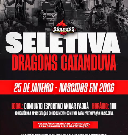 PENEIRA DE BASQUETE NA EQUIPE DRAGONS CATANDUVA (2025)