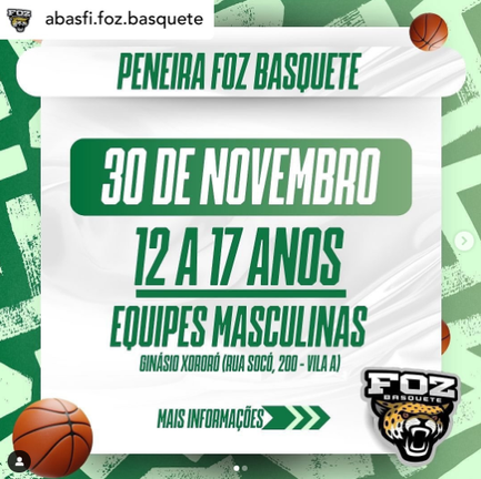 PENEIRA DE BASQUETE NA EQUIPE ABASFI FOZ BASQUETE 2024