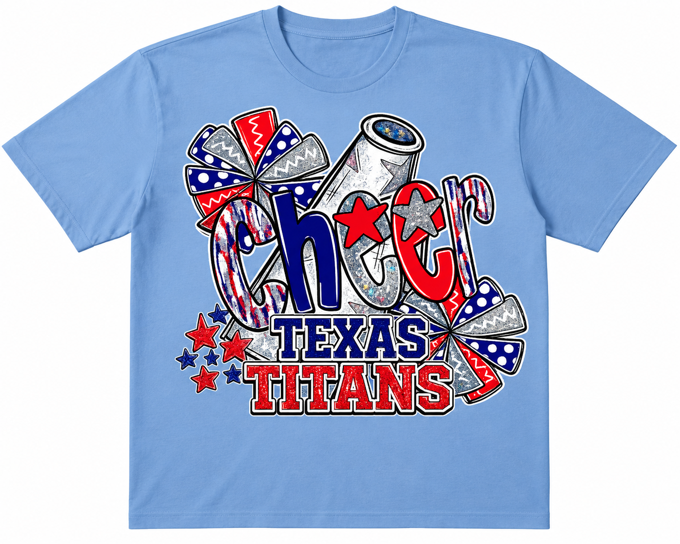 Texas Titans Cheer Bow & Glitter Spirit T-Shirt