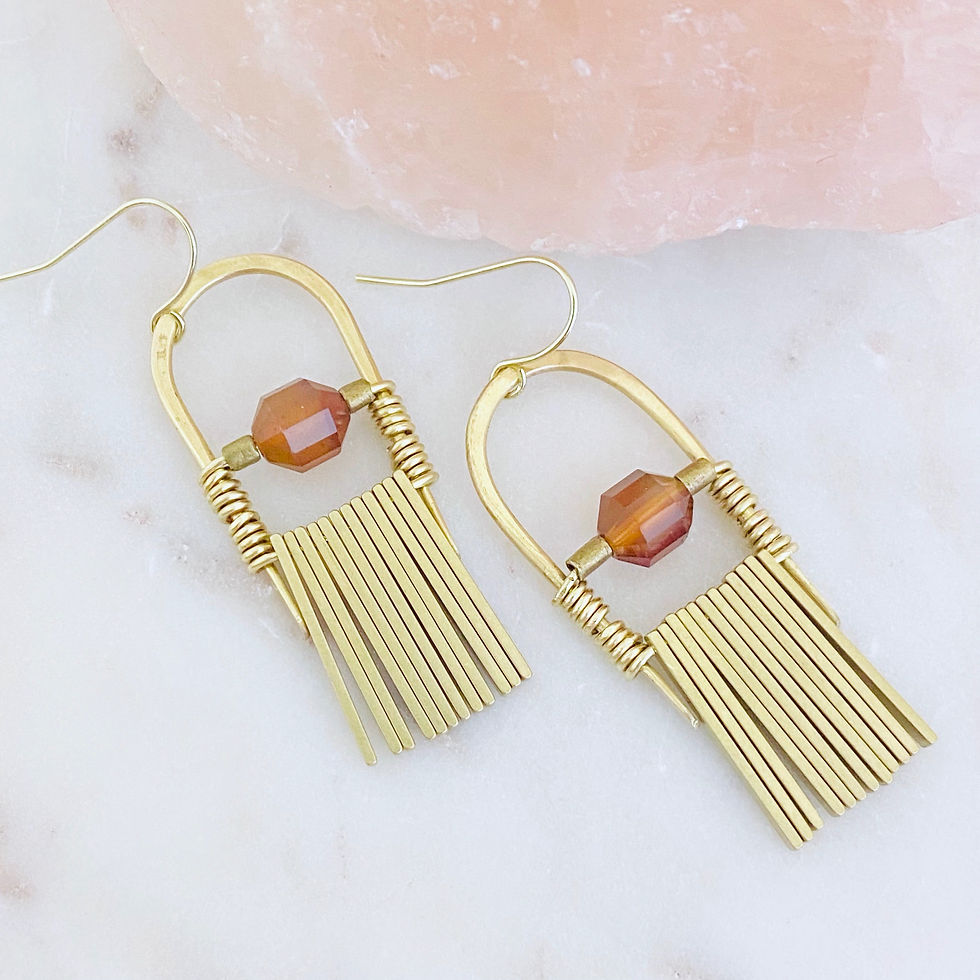 Thumbnail: Willa Fringe Earrings in Red Agate