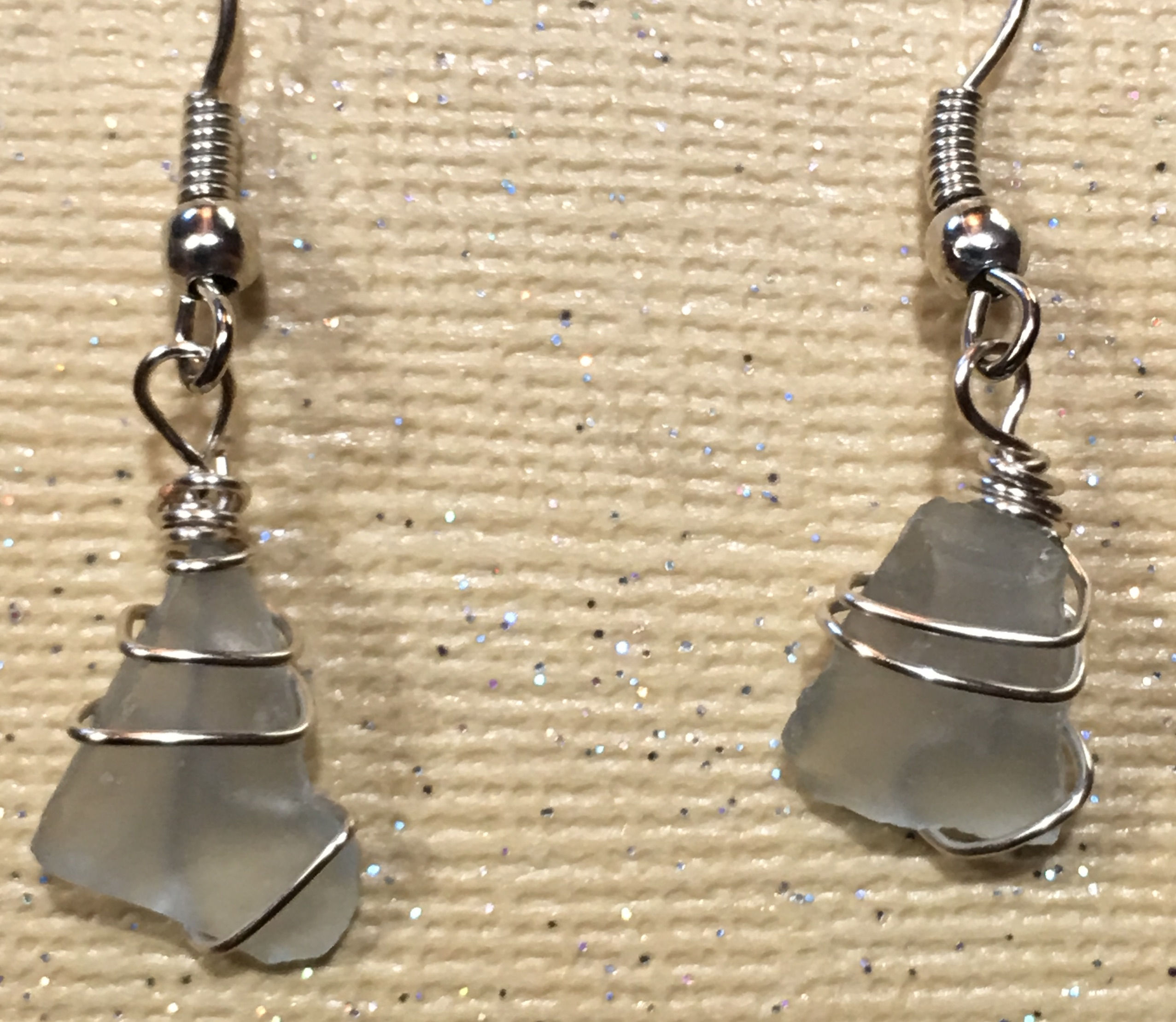 ES-180107 White Sea Glass earrings