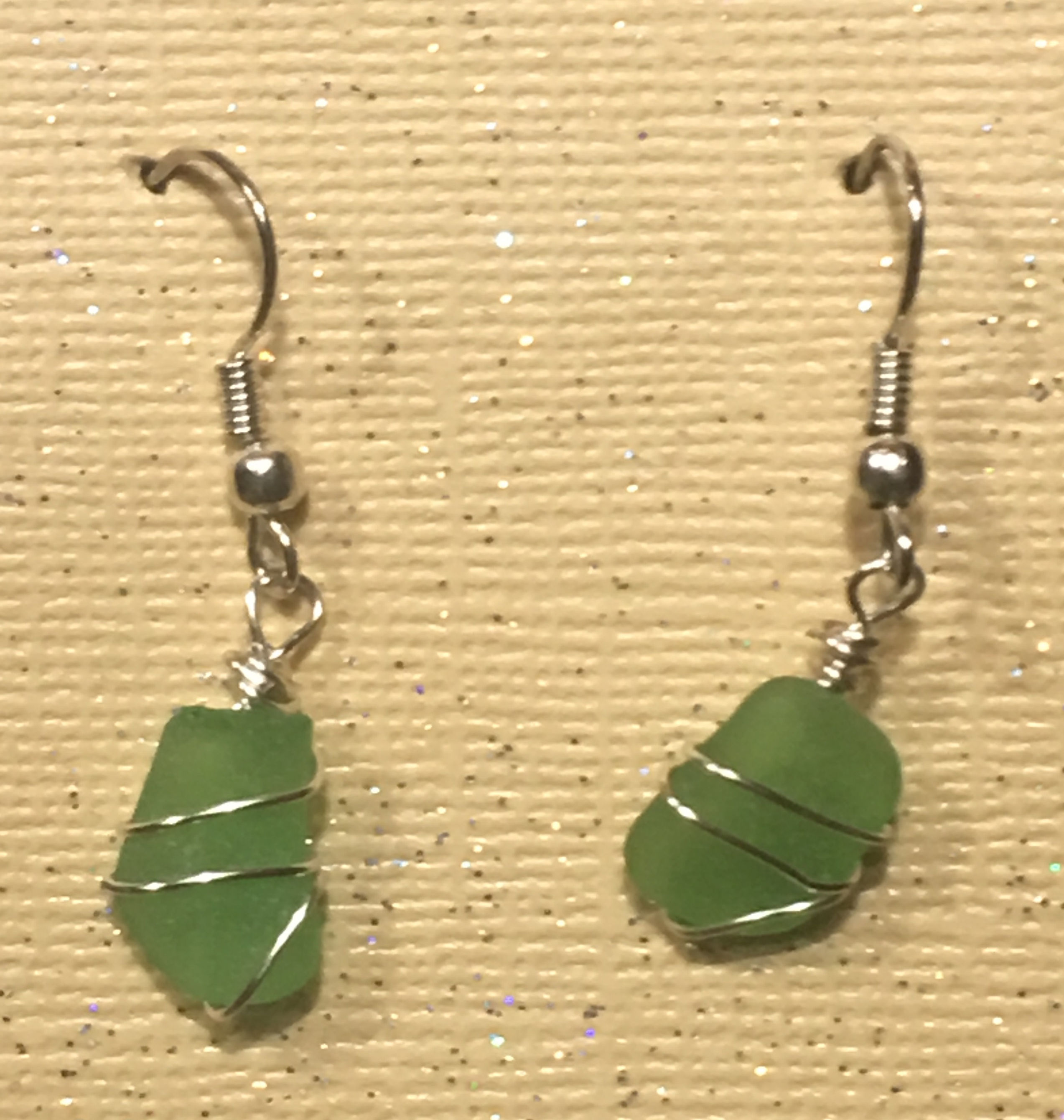 ES-180105Green Sea Glass Earrings