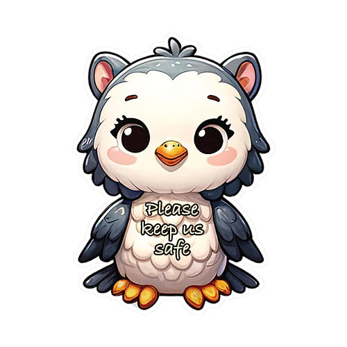 Please Keep Us Safe, Owl 34, Kiss-Cut Vinyl Decals Sticker, 1pc