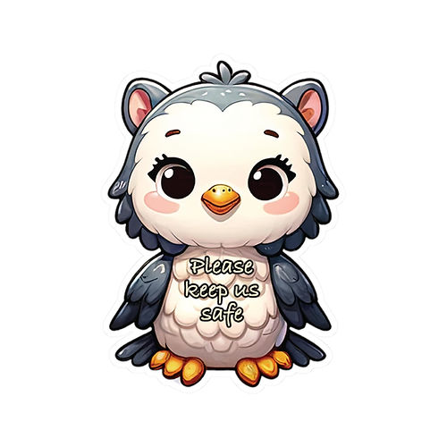 Please Keep Us Safe, Owl 34, Kiss-Cut Vinyl Decals Sticker, 1pc