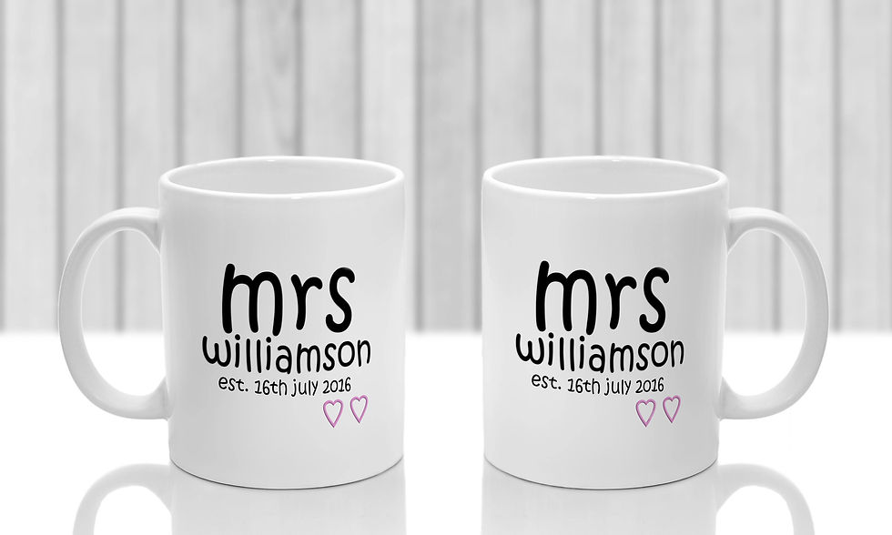 Thumbnail: Husband and wife gift mugs x 2 Personalised Date and Name