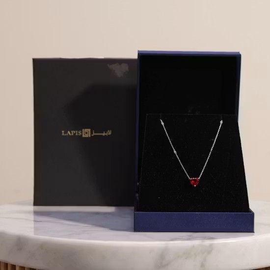 Lapis Diamond Heart Stone Gold Necklace