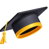 Black graduation cap with a yellow tassel