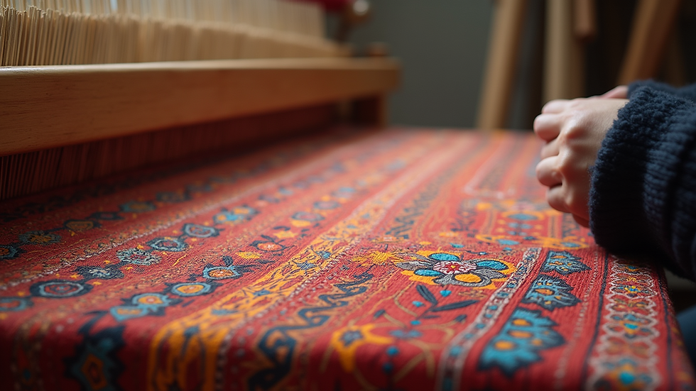 Eye-level view of traditional Sasak weaving loom in Lombok