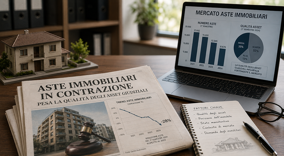 Aste immobiliari in contrazione, pesa la qualità degli asset giudiziali