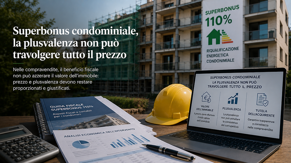 Superbonus condominiale, la plusvalenza non può travolgere tutto il prezzo